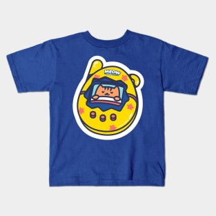 Yellow and Red Stars Tamagotchi Cat Kids T-Shirt